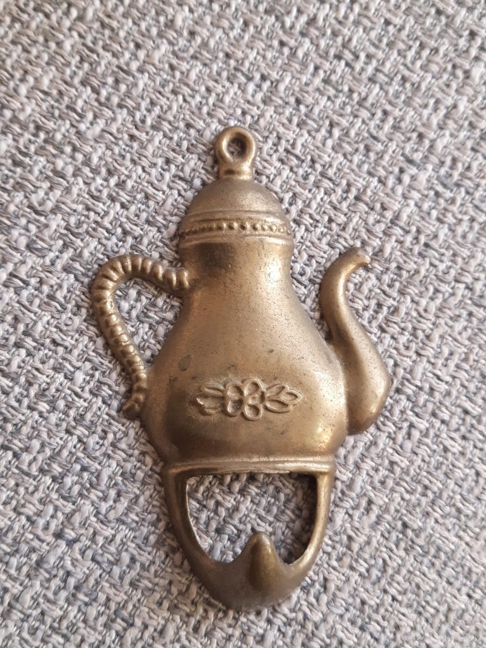 Vintage Brass Teapot Wall Hook